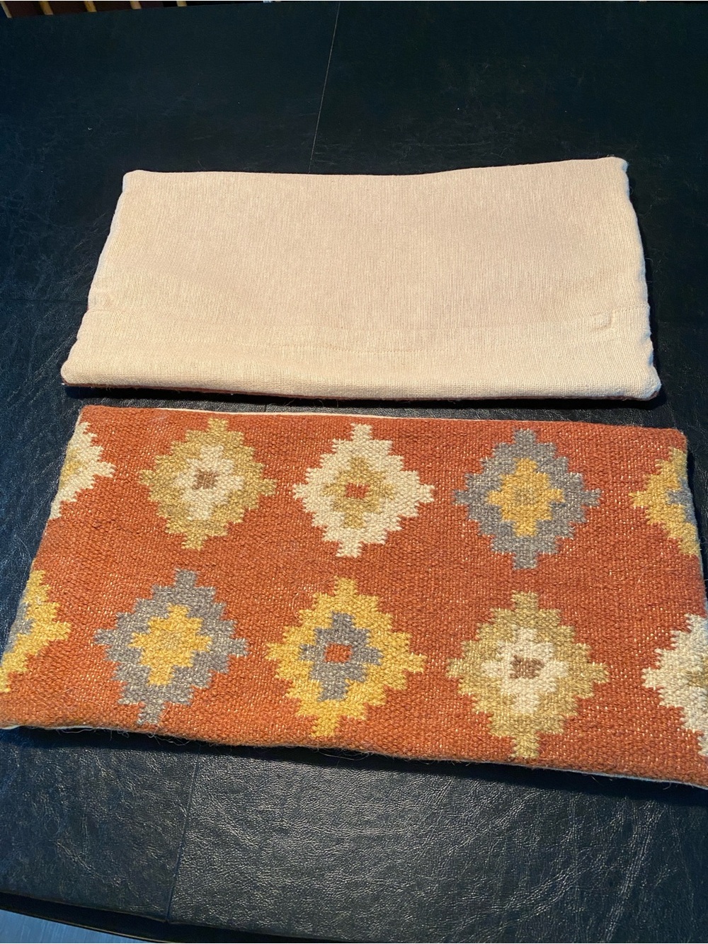 11 X 20 Rust Geometric Kilim Accent Pillow Cover with Cream Backing